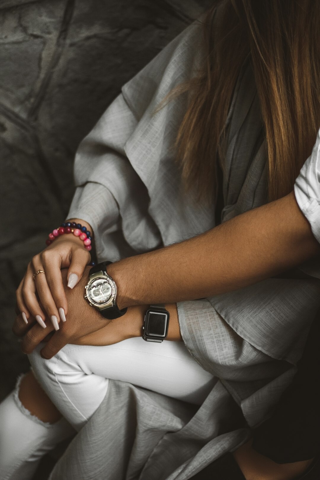 woman wearing luxury watch