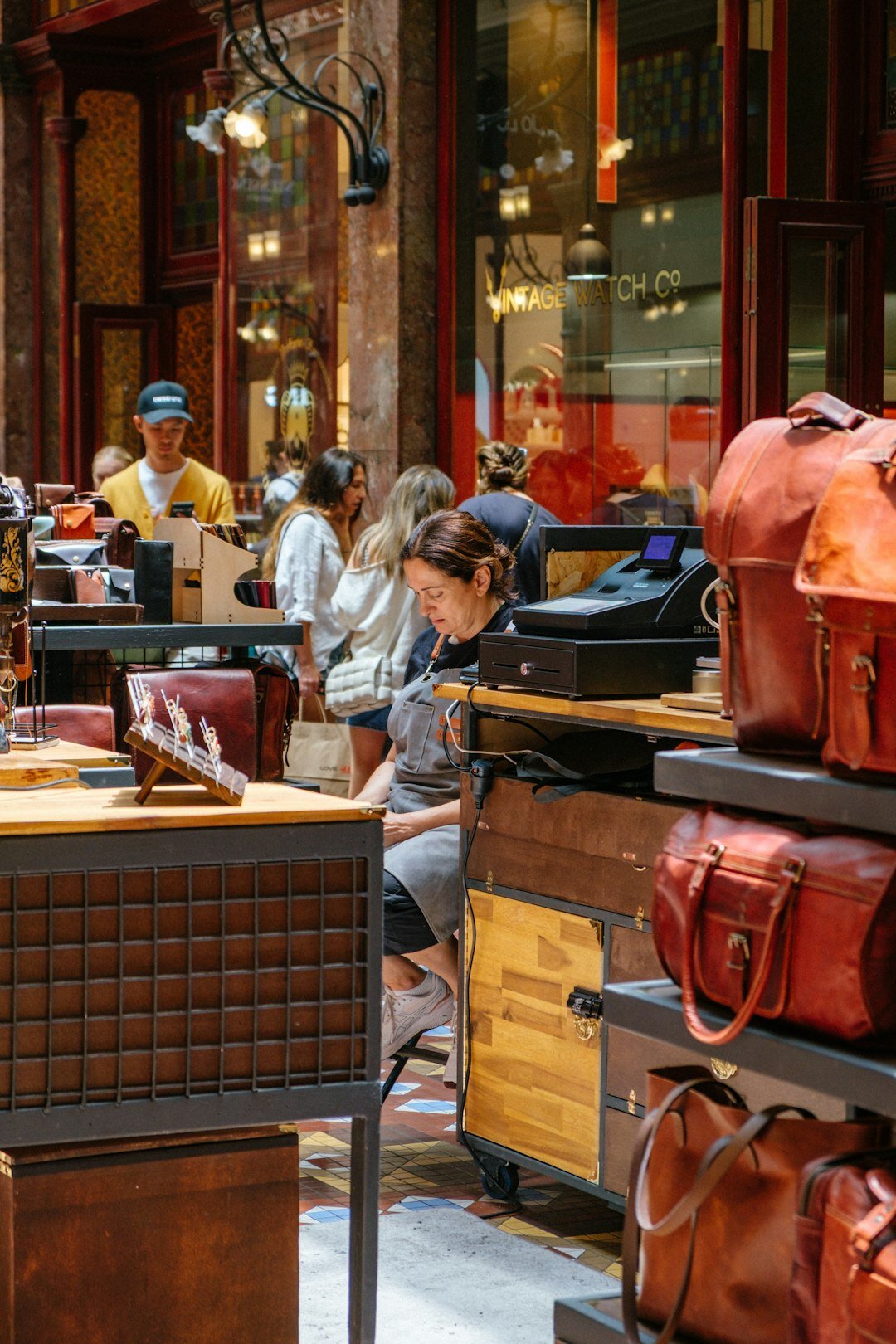 luxury leather bag on table